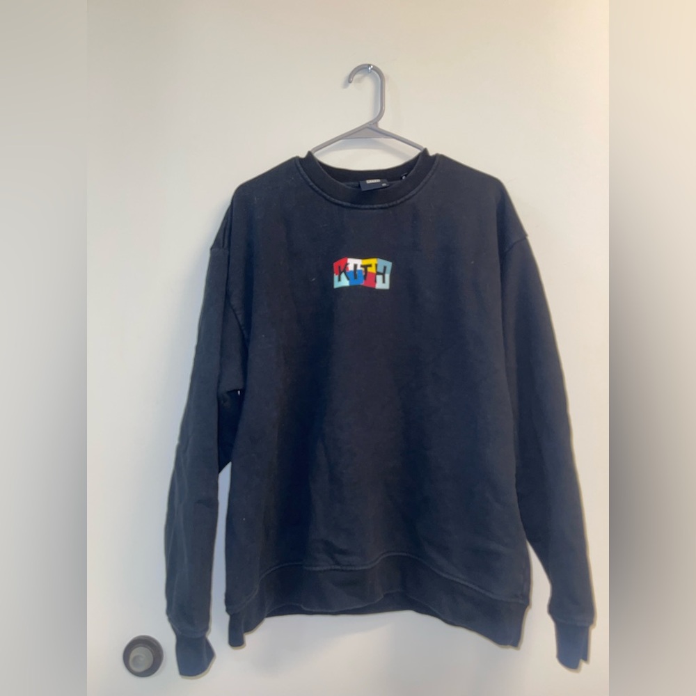 Kith Black Crewneck Sweatshirt with Multicolor Logo